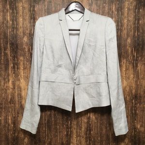 ELIE TAHARI LINEN BLAZER SILVER CLASP FRONT JACKET